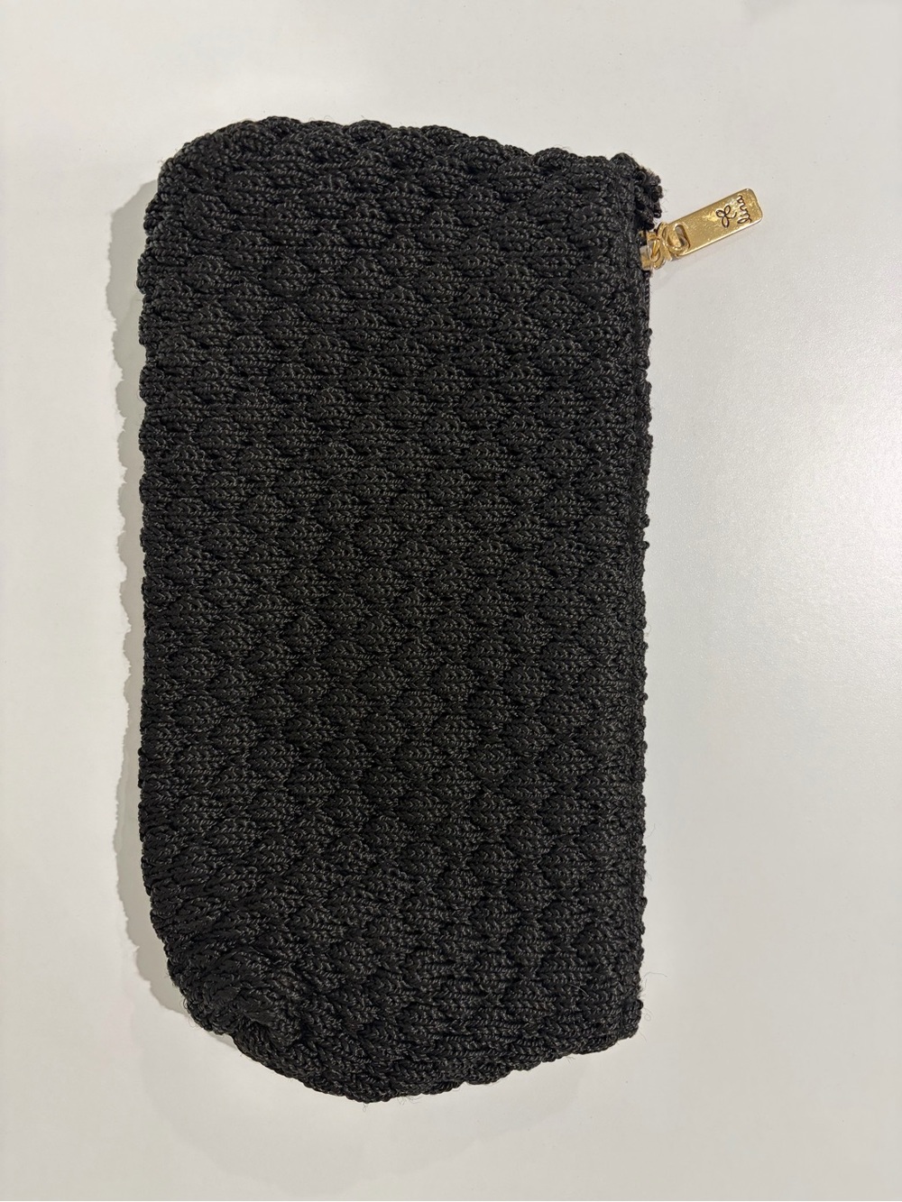 Black Woven Zip Pouch Clutch